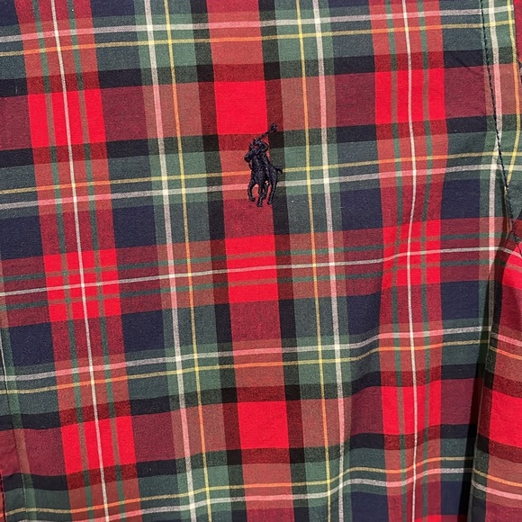 Polo Ralph Lauren Button Up Boys L (14-16) Red Green Plaid Cotton Long Sleeve - Picture 4 of 11